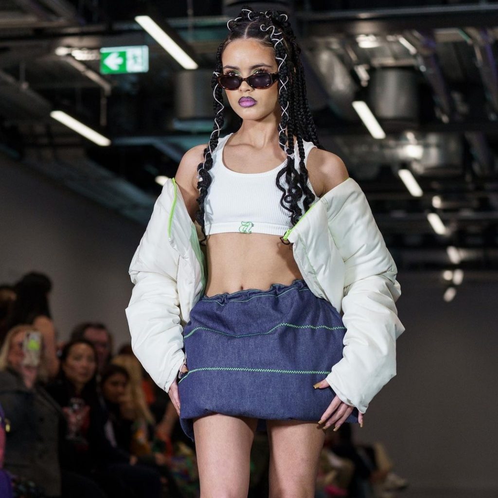 Size A model on runway for AW24 LFW