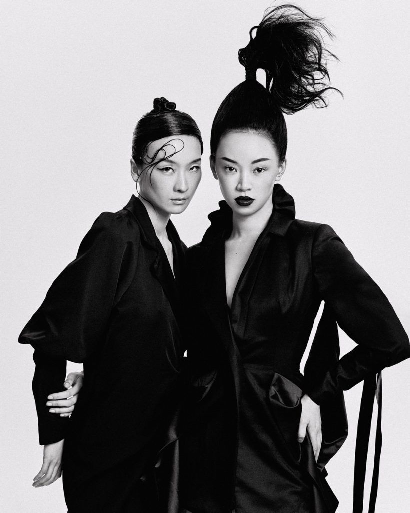 two models together from graphic glaze collection